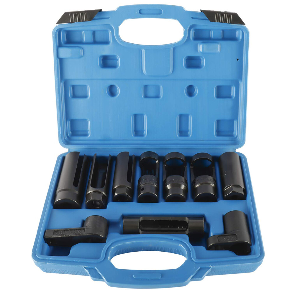 10pcs Oxygen Sensor Socket Set, Lambda Sensor Removal Tool Set, 1/2" Drive O2 Sensor Sockets Wrench Oil Pressure Sending Unit Socket Set