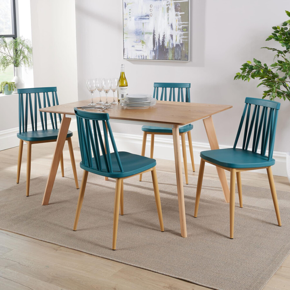 (Teal) Home Source Rayna Table and 4 Lucy Chairs Dining Set