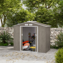 Outsunny 7 x 4ft Garden Shed Storage with Foundation Kit and Vents Light Brown