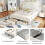 (135x190cm) Upholstered Bed, Shell Shape Backrest, Beige 5