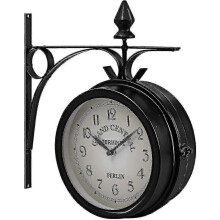 (As show, One size) Double-sided Wall Clock Station Clock Garden Clock Double-sided Clock Time Indicator 33 X 30 X 10 Cm