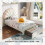 (90x190cm) Upholstered Bed, Shell Shape Backrest, Beige 4