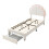 (90x190cm) Upholstered Bed, Shell Shape Backrest, Beige 7
