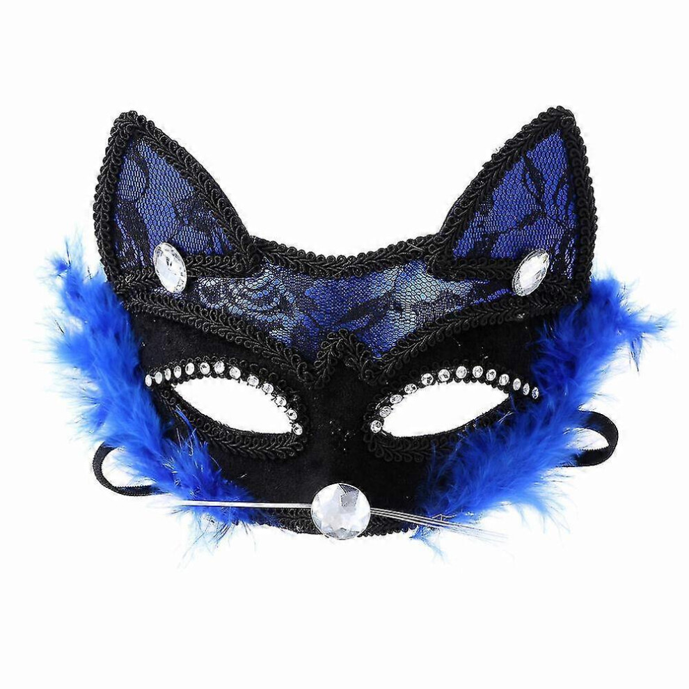 (Blue, One size) Halloween Mask Cat Style Mask Glitter Halloween Party Masquerade Decoration $ Halloween Masquerade Mask $ Masquerade Cat Face Hallowe-image-OPC-PG5H2GC-NEW