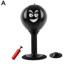 (Black, One size) Punching Bag Desktop Punching Bag Stress Buster With Suction Cup