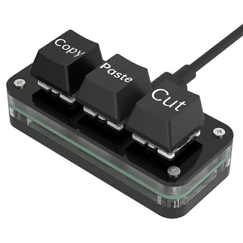 (Black, One size) Rgb 3 Keys Mini Keypad Programming Macro Keyboard Type-c Customize Gaming Mechanical Keyboard For E-sports Game Tablet
