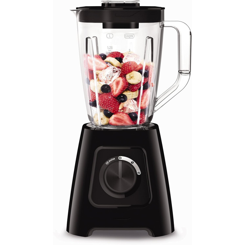 (Black, Plastic Jar) Blendforce II Blender, 2L Plastic Jug, 1.25L Effective Capacity, 600W, 4 Removable Stainless Steel Blades, Smoothie Blender, Ice Crush
