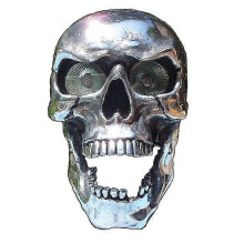(A no glowing, One size) Halloween Ornaments Halloween Motorcycle Skull Lamp Unique Retro Front Led Lamp Halloween Motor Light Decoration Glowing Pendant Moto Accessories