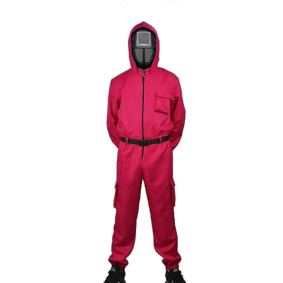 (with triangle mask, L  130-140CM) Kid Squid Game Jumpsuit Costume Set