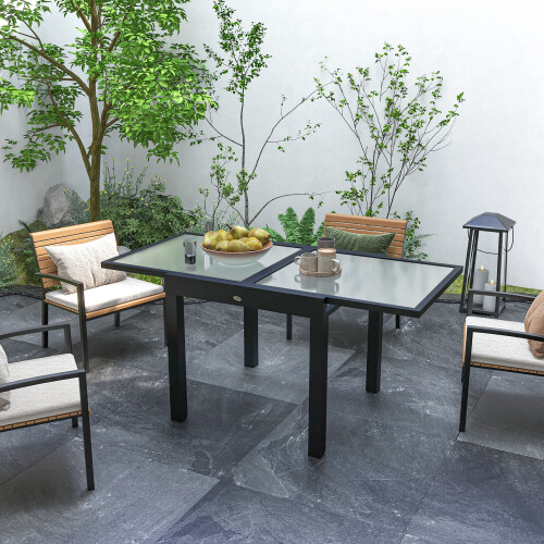 Outsunny Outsunny Extendable Outdoor Dining Table Patio Table, Clear