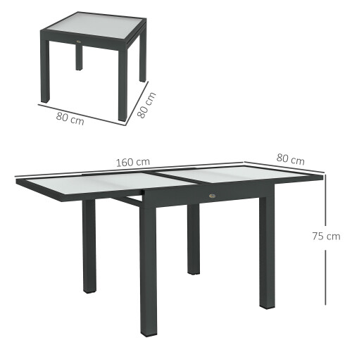 Outsunny Outsunny Extendable Outdoor Dining Table Patio Table, Clear 2