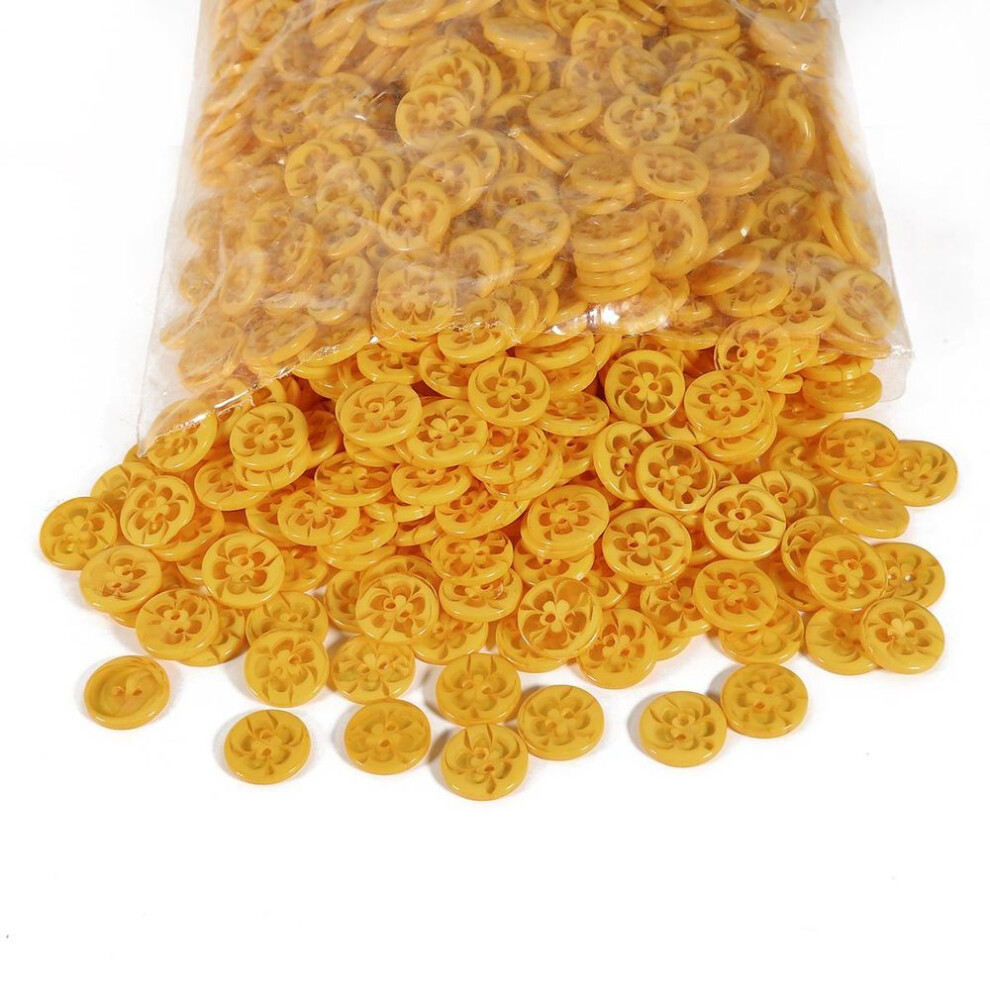 (yellow) 100pcs Transparent Mixed Flowers Shape Beautiful Dyed Resin Buttons Coat Boots Sewing Clothes Accessory Decoration Button