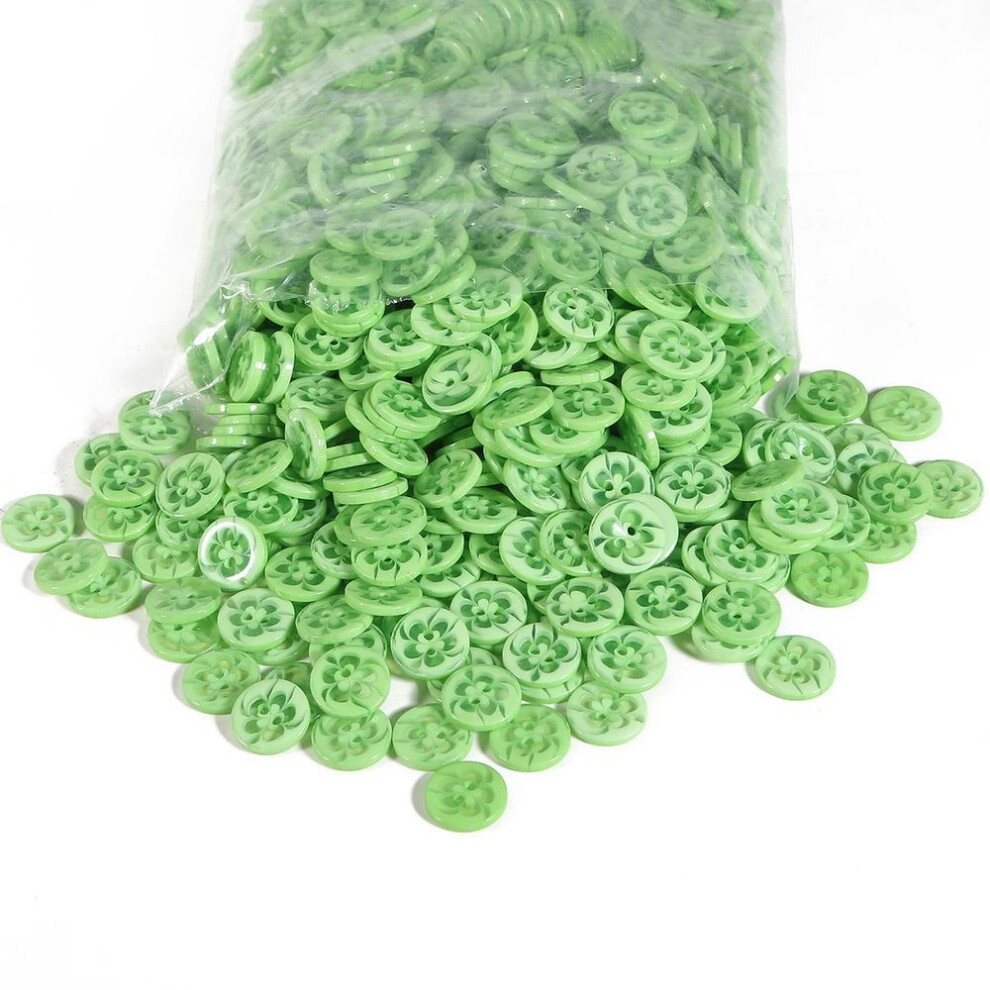 (green) 100PCS Transparent Mixed Flowers Shape Beautiful Dyed Resin Buttons Coat Boots Sewing Clothes Accessory Decoration Button