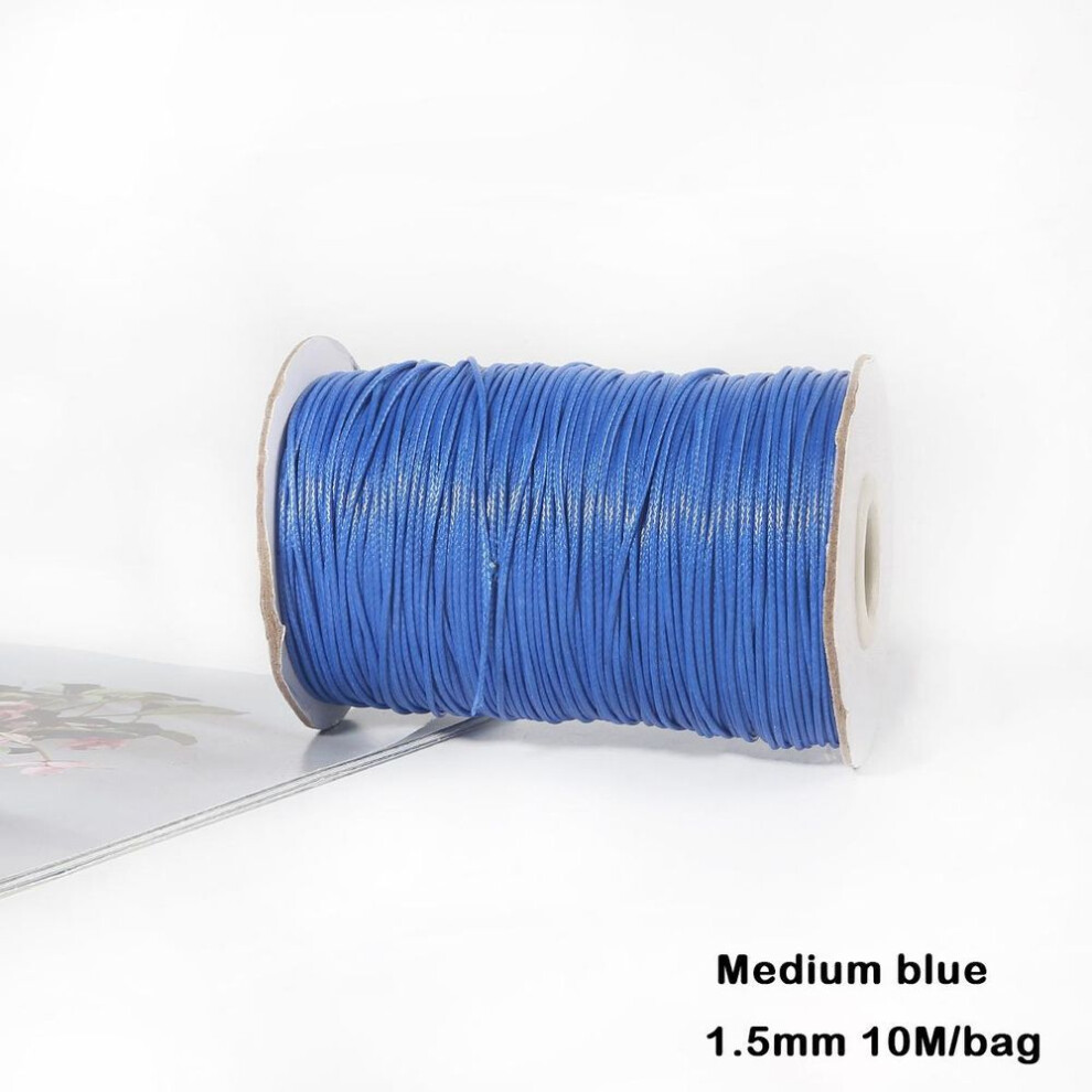 (medium blue, 1.5mm 10meter) Mixed Colors Waxed Cotton Cord Strings For Macrame Jewelry Beads Diy Jewelry Making