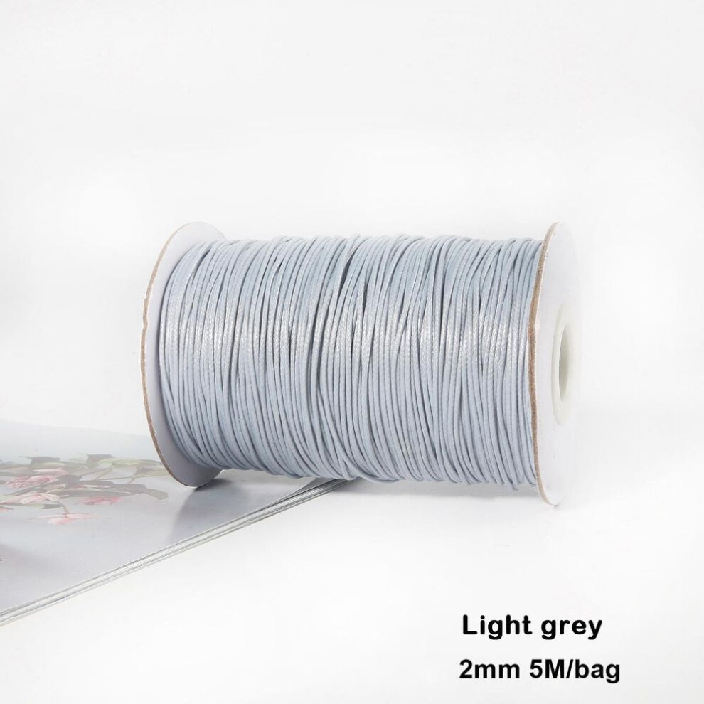 (light grey, 2mm 5meter) Mixed Colors Waxed Cotton Cord Strings For Macrame Jewelry Beads Diy Jewelry Making