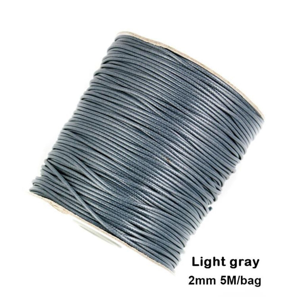 (light gray, 2mm 5meter) Mixed Colors Waxed Cotton Cord Strings For Macrame Jewelry Beads DIY Jewelry Making