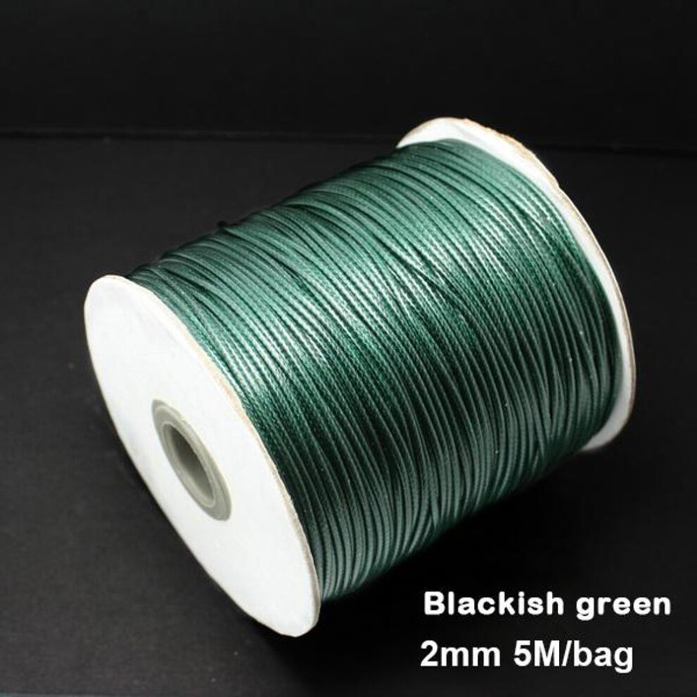 (dark green, 2mm 5meter) Mixed Colors Waxed Cotton Cord Strings For Macrame Jewelry Beads Diy Jewelry Making