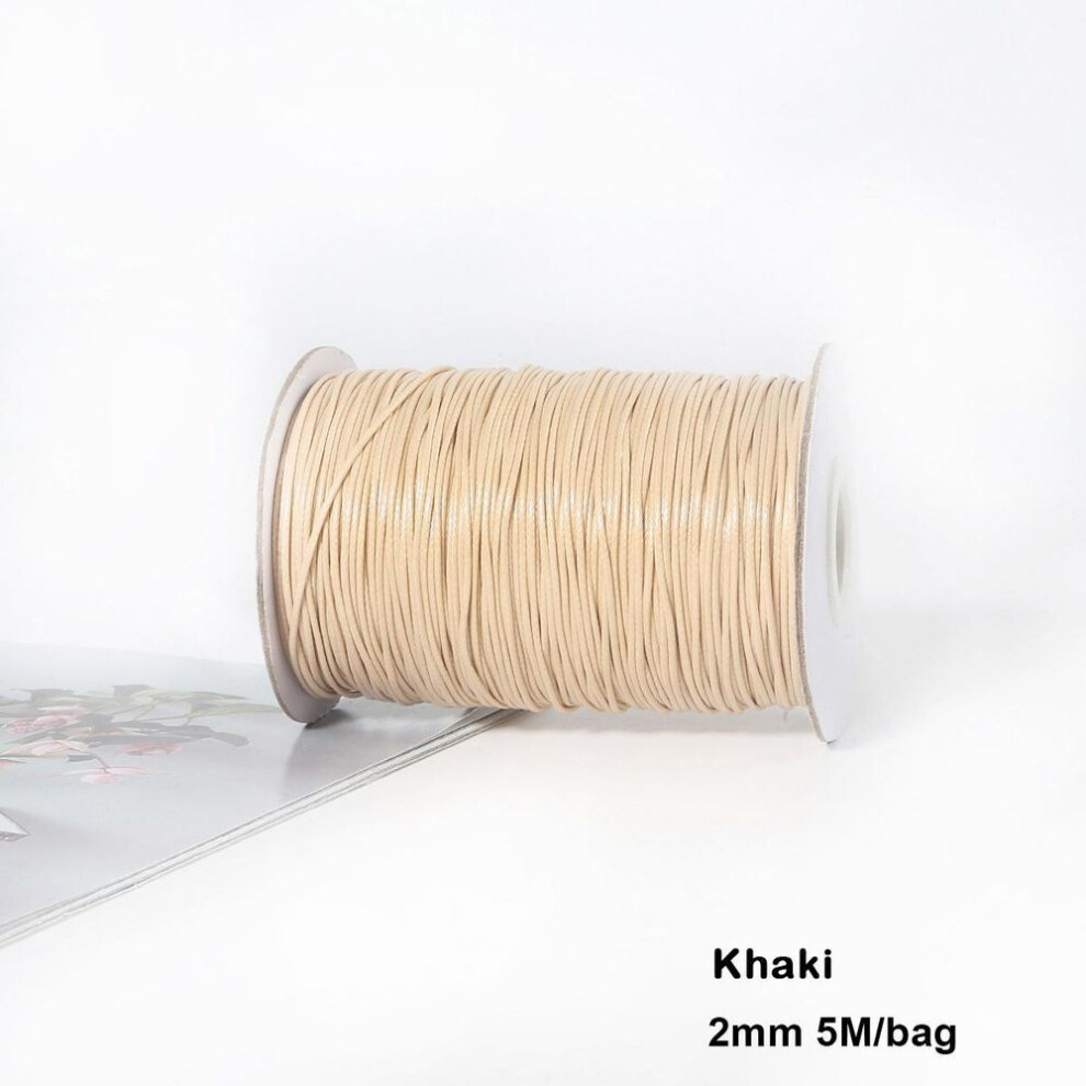 (khaki, 2mm 5meter) Mixed Colors Waxed Cotton Cord Strings For Macrame Jewelry Beads Diy Jewelry Making