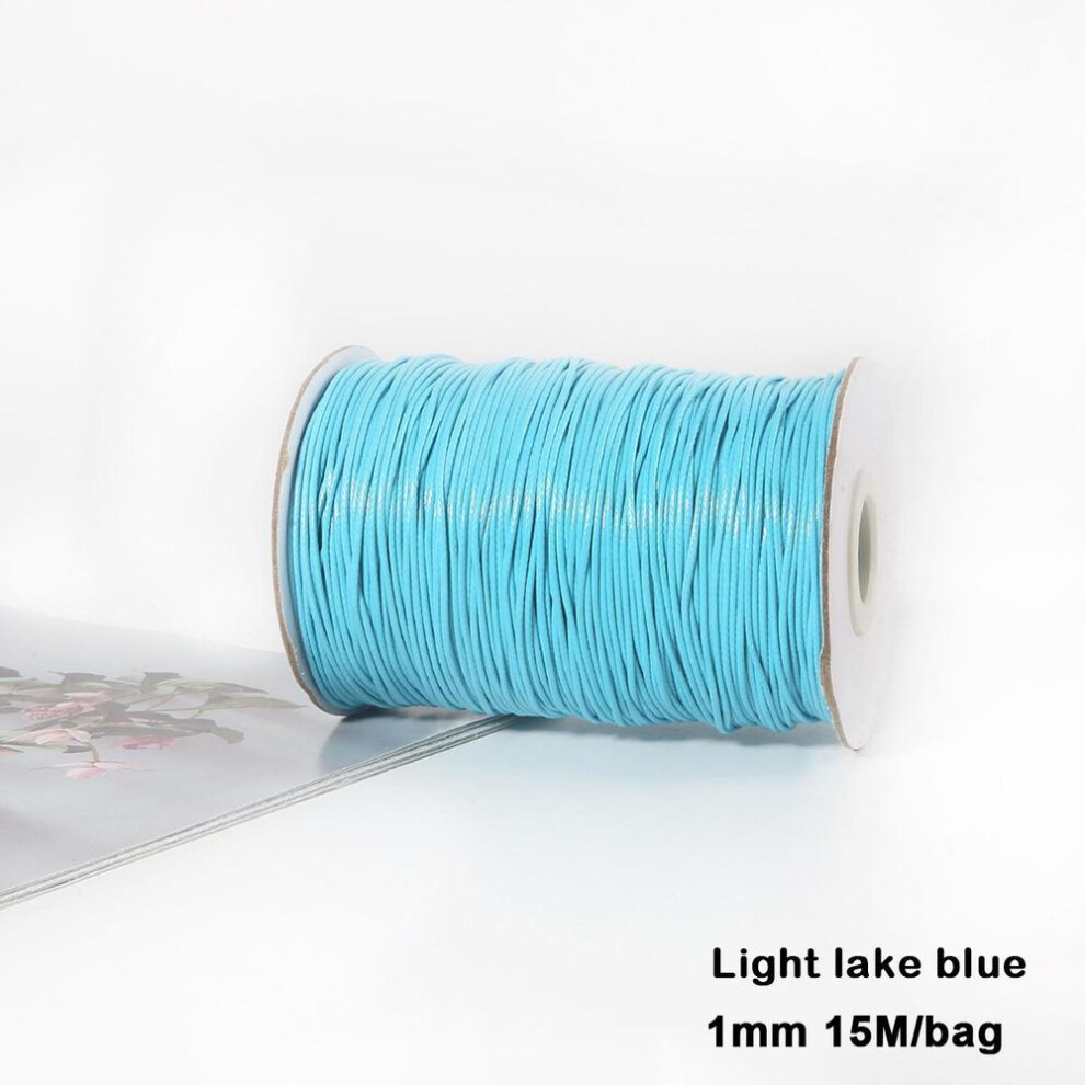 (light blue, 1mm 15meter) Mixed Colors Waxed Cotton Cord Strings For Macrame Jewelry Beads Diy Jewelry Making