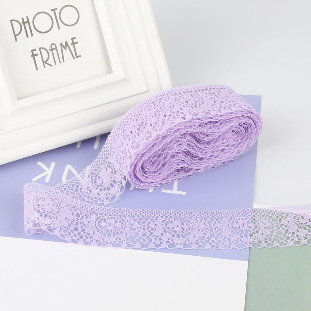 (purple) 10 Yards White Lace Ribbon Tape Lace Trim Diy Embroidered For Sewing Decoration African Lace Fabric