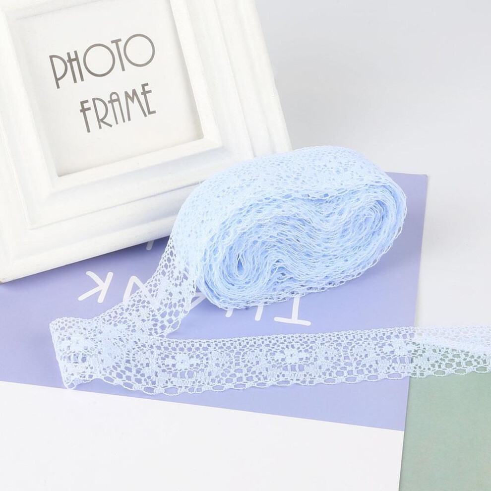 (blue) 10 Yards White Lace Ribbon Tape Lace Trim Diy Embroidered For Sewing Decoration African Lace Fabric