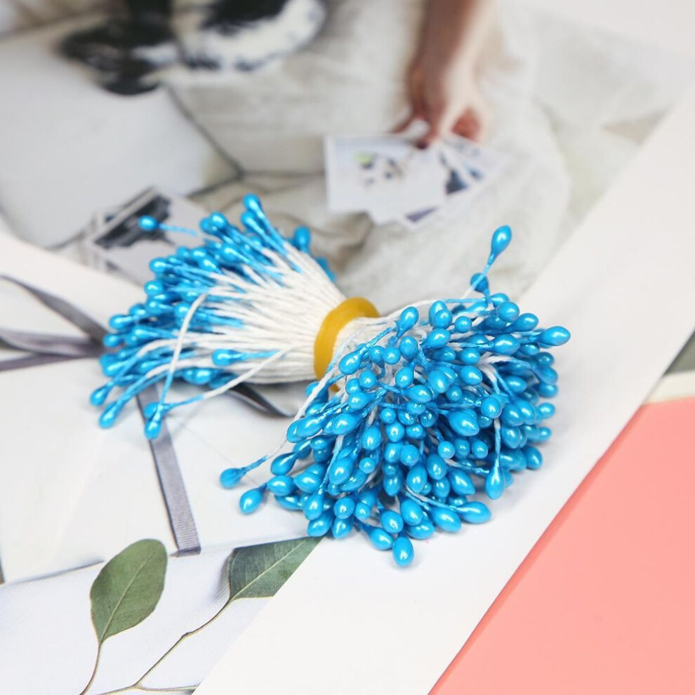 (peacock blue) 150pcs Simulation Flower Stamen Diy Flowers Core Chiffon Flower Materials For Fondant Cake Decorating Mold Hand Materials