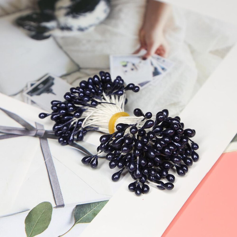 (midnight blue) 150pcs Simulation Flower Stamen Diy Flowers Core Chiffon Flower Materials For Fondant Cake Decorating Mold Hand Materials
