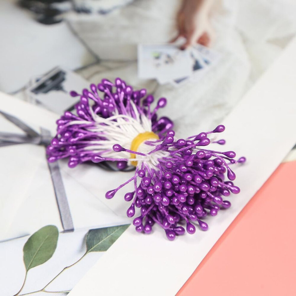 (deep,purple) 150pcs Simulation Flower Stamen Diy Flowers Core Chiffon Flower Materials For Fondant Cake Decorating Mold Hand Materials