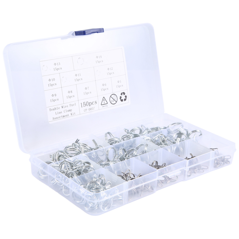 150Pcs/Set Stainless Steel Spring Clip Hose Clamp Fastener Fuel Line 4763766429961