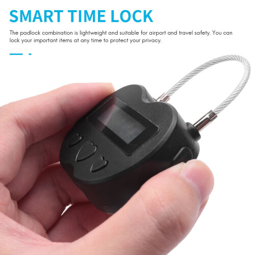 Smart tidslås LCD-skärm tidslås USB-laddningsbar timer svart 2