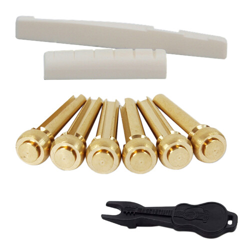 Sadelstift för akustisk gitarrstall (mässingsstift och sadelmutter i ben)