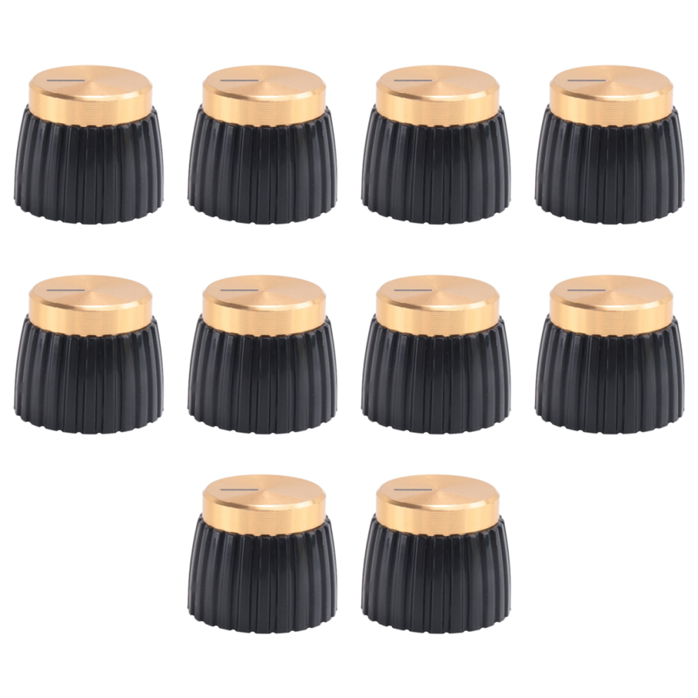 Black/Gold 10X Guitar Amp Amplifier Knobs + Cap For Amplifier