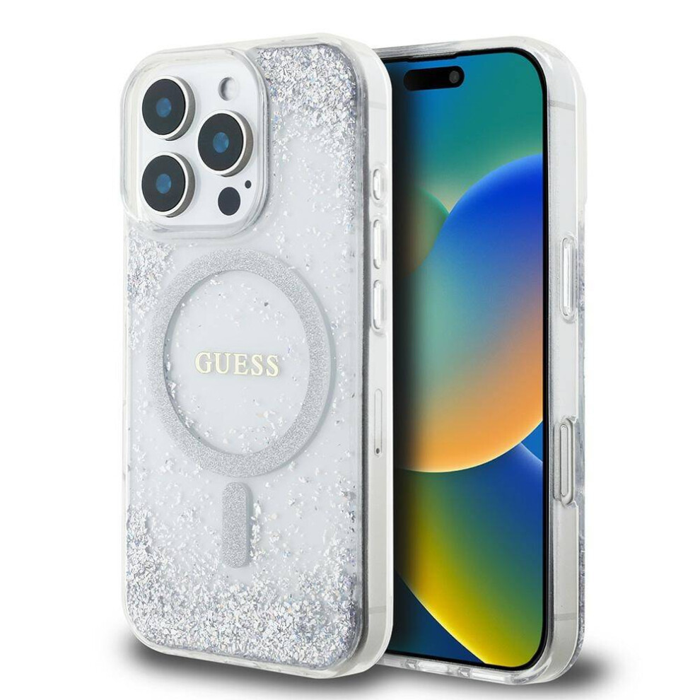Guess Resin Gradient Glitter Hardcase With Magsafe For Iphone 16 Pro Max 6.9" Silver - Guhmp16xrgrges