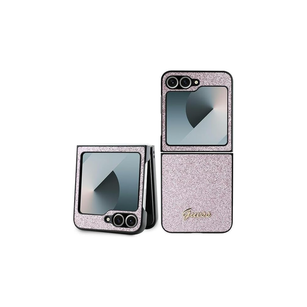 Guess 4G Glitter Script Case for Samsung Galaxy Z Flip 6 Pink - GUHCZF6HGGSHP