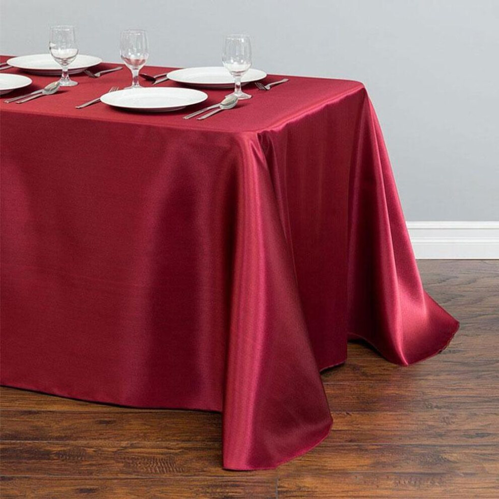 (wine red, S) 1pc Wedding Table Cover Rectangle Tablecloth Protector Fabric Satin Party Decoration