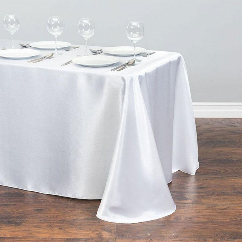 (white, XL) 1pc Wedding Table Cover Rectangle Tablecloth Protector Fabric Satin Party Decoration