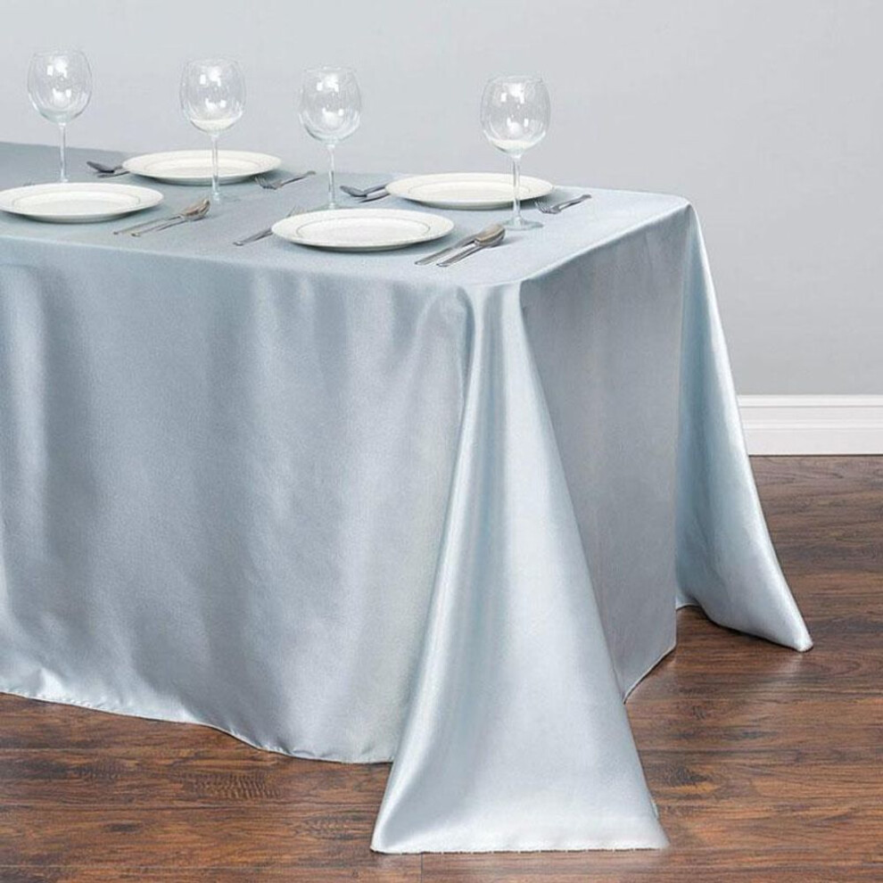 (silver, L) 1PC Wedding Table Cover Rectangle Tablecloth Protector Fabric Satin Party Decoration