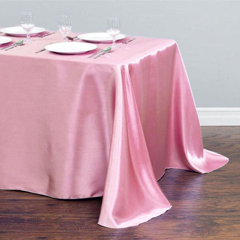(pink, M) 1pc Wedding Table Cover Rectangle Tablecloth Protector Fabric Satin Party Decoration