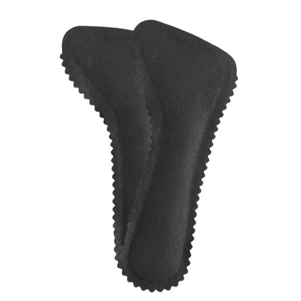 (black) Leather Women Insoles For Sandals High Heel Sweat Absorption Shoe Pad Self-adhesive Inserts Foot Sole Cushion Seven-point Insole