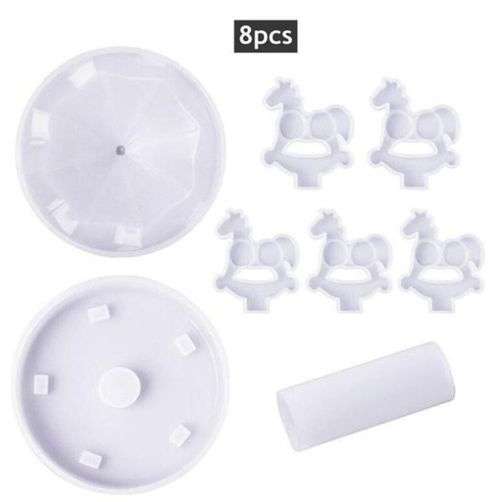 (white) 8pcs Silicone Casting Molds For Making Carousel Ornaments