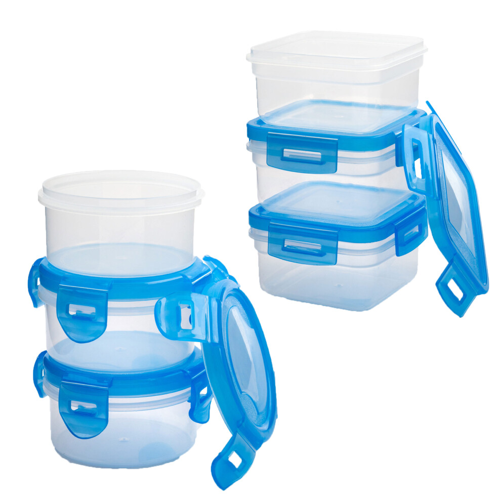 (6 Pack Square) Airtight Plastic Food Storage Containers Lock Seal