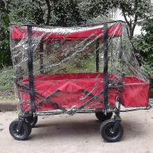 (As show, One size) Mosquito Cover For Folding Portable Shopping Cart Kids Outdoor Rider Hand Pulled Four Wheel Trailer Accessories Canopy Rain Cover (1pcs-transparent)