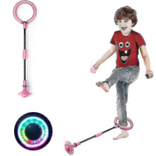 (Pink, One size) Kids Foldable Ankle Skip Ball Flash Jump Colorful Sport Swing Ball Fitness Jump Rope Fat Burning Game For Children