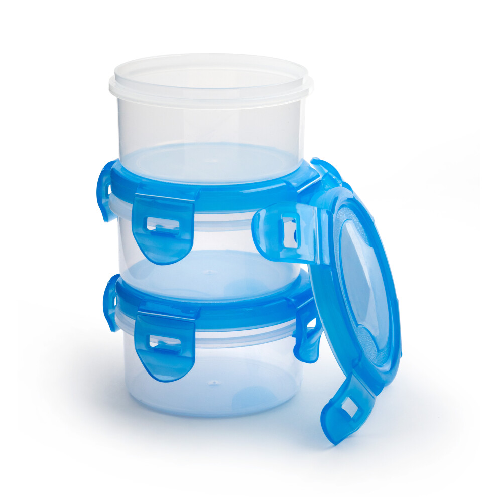 (3 Pack Round) Airtight Plastic Food Storage Containers Lock Seal