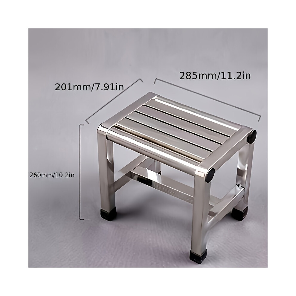 (Stainless steel bathroom stool (28.45*25.91*20.07 cm)) 1pc Stainless Steel Square Stool, Multifunctional Shower Rest, Shave Legs, Metal Waterproof Non-Slip Seat