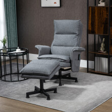 HOMCOM Grey Swivel Recliner Chair with Footstool - 8 Massage Points, 5 Modes, Remote, 135 Recline (700-165V70GY)