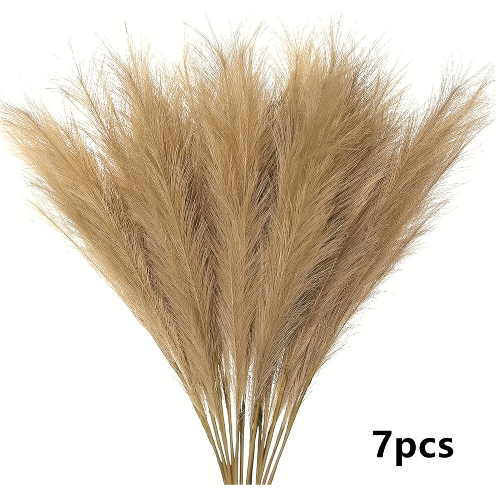 Bghone (Taupe) 7Pcs Faux Pampas Grass Bouquet, 22In/55Cm Tall Fabric Flower Arrangement For Home & Outdoor Decor