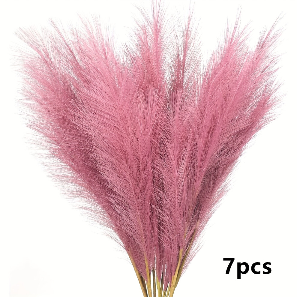 Bghone ( Pink) 7Pcs Faux Pampas Grass Bouquet, 22In/55Cm Tall Fabric Flower Arrangement For Home & Outdoor Decor Dark/Pink
