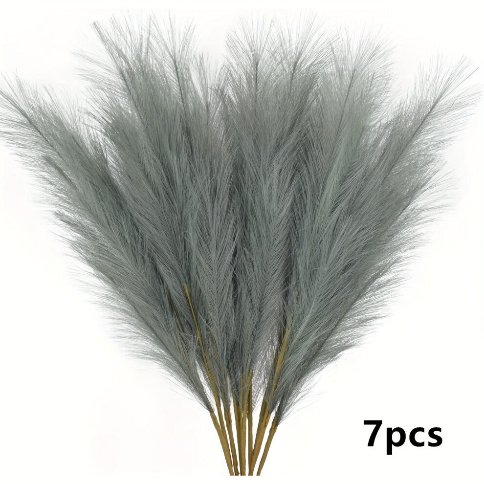 Bghone (Gray) 7Pcs Faux Pampas Grass Bouquet, 22In/55Cm Tall Fabric Flower Arrangement For Home & Outdoor Decor Gray