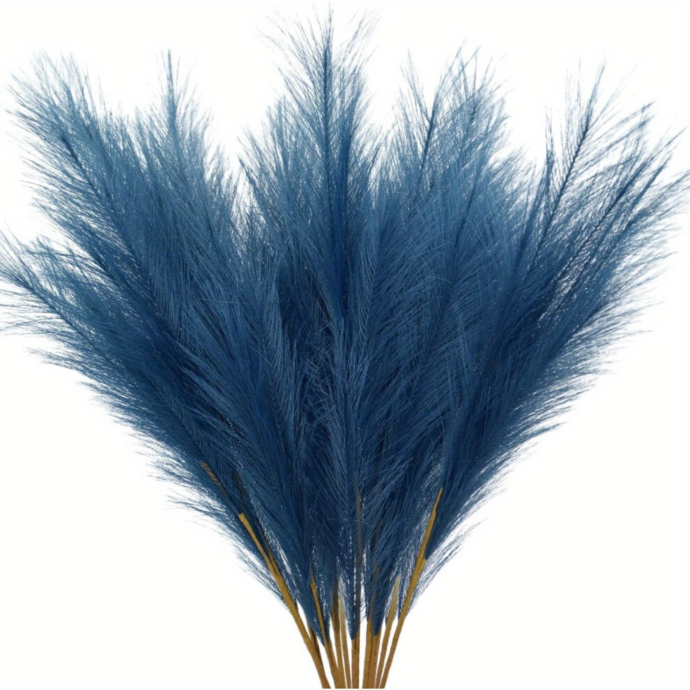 Bghone (Blue) Festive 29 Pcs Faux Pampas Grass - 22In/55Cm High - Wedding & Engagement Decor Blue